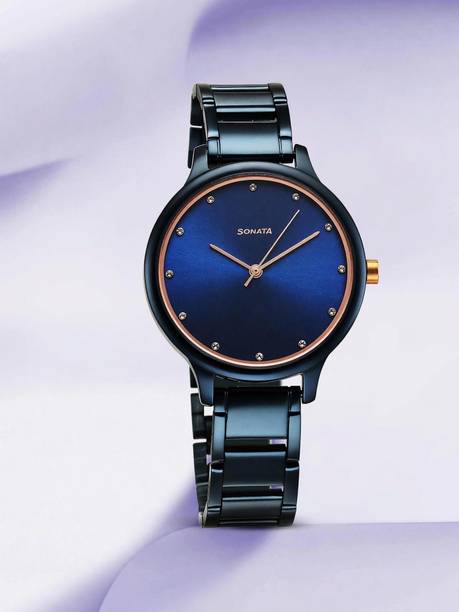 Sonata Blush Midnight Blue Dial Blue Stainless Steel Strap Analog Watch - For Women NT87050KM04,87050KM04