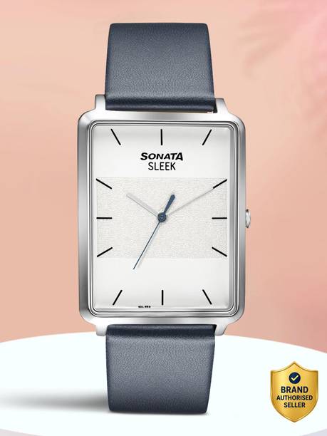 Sonata Sleek Quartz White Dial Blue Leather Strap Analog Watch  - For Men NT7144SL01