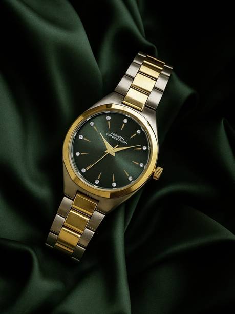 Rhinestones Green Sunray Dial | Women's Gold Analog Watch Analog Watch - For Women FCN0172NTM