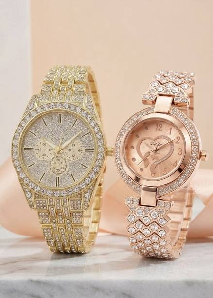 Royal Spark Series Analog Watch - For Couple RS-GOLDLUX-01