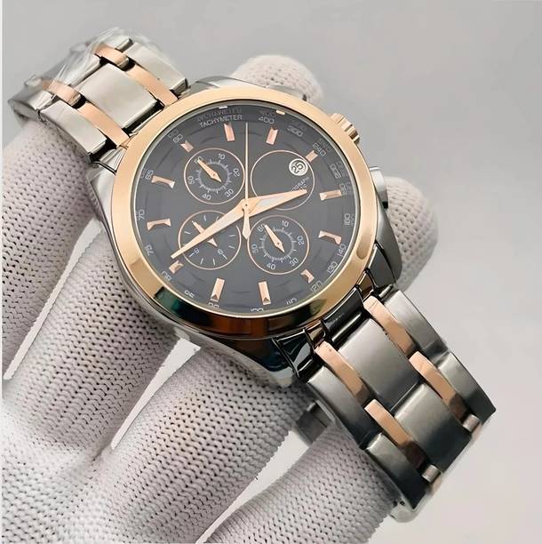 D R W TST Black Trending men collection double tone date function working foldover lock Analog Watch  - For Men