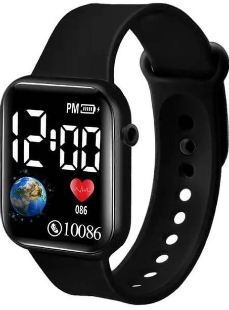 Premium Black LED Display Latest Trend Fashionable Digital Wrist Watch Series Digital Watch  - For Boys & Girls New Sport Stylish Digital Green Dial Multi Function Slim Look For Boys Men Kids