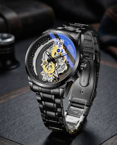 The Obsidian Gear Automatic Watch Analog Watch  - For Men The Midnight Mechanical: Black Skeleton Watch