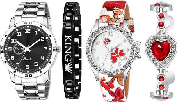 Analog Watch  - For Couple New couple Watch Black & White Dia with bracelet For Women & Men