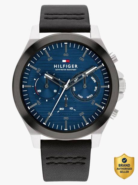 Tommy Hilfiger Multifunction Blue Dial Black LeatherStrap Analog Watch  - For Men TH1710523,NTTH1710523