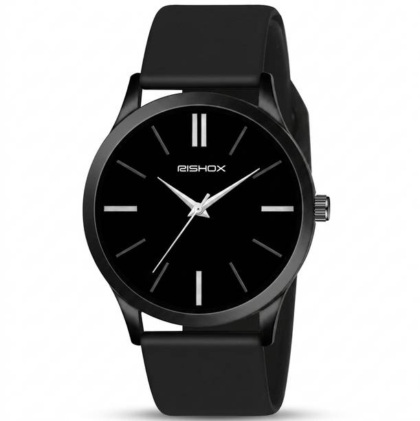 Rishox Black premium dial stealth series Black Unique 3D Dial Genuine Quality Silican Black Strap Quartz Watch Analog Watch  - For Men
