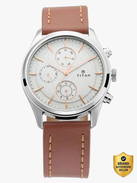 Titan Workwear Multifunction White Dial Brown LeatherStrap Analog Watch - For Men TH1791607, NT1805SL01,NU1805SL01