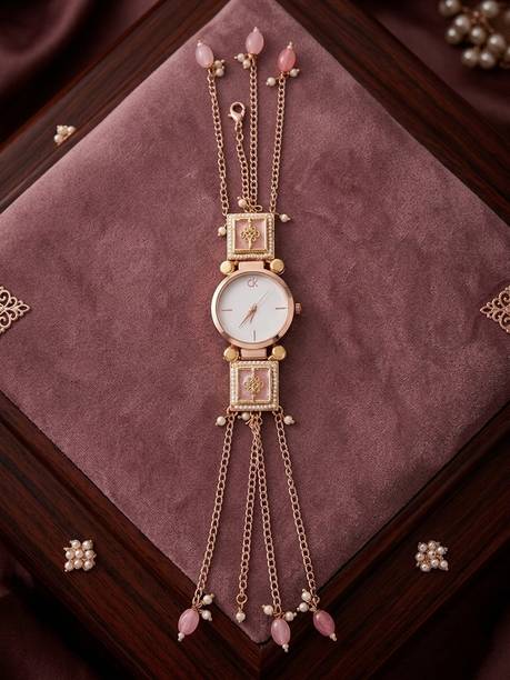 NAYROS Golden Charm Bracelet Watch Golden Elegance Jewelry Watch Series Analog Watch  - For Women