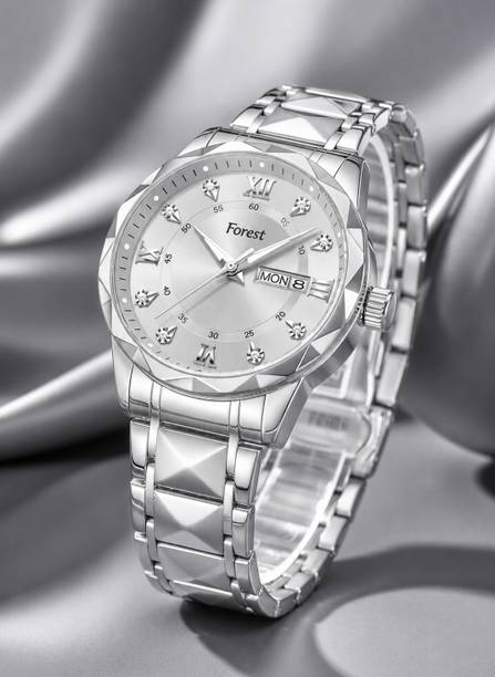 FOREST LUXURY SILVER WATCH ANALOG PREMIUM CURVED AND STYLE WATCH Analog Watch  - For Men Analog watch