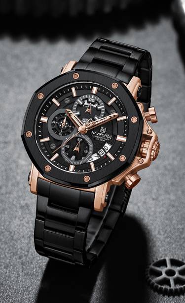Analog Watch - For Men NF8065 Rugged Watch with Date and Stopwatch Features
