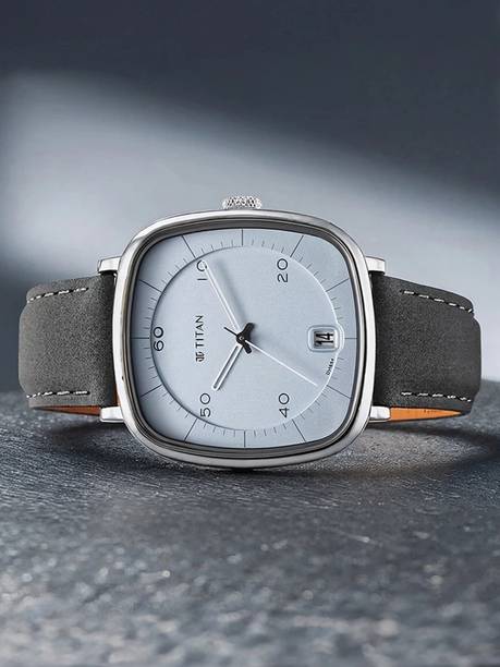 Titan Neo Curve Light Blue Dial Grey LeatherStrap Analog Watch - For Men NT1885SL01,NU1885SL01