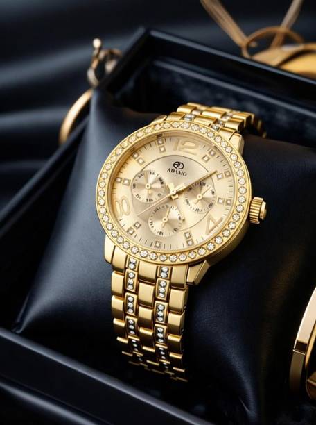 Designer Scratch Resistant Gold Dial Round Shaped with Stainless Steel Chain Premium watch for Women and Girls Analog Watch  - For Women 839YYM04