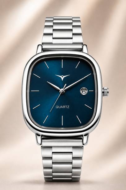 Unique Rama Color Dial Watch | Unisex Rectangle Analog with Date Analog Watch  - For Men & Women NSM-26-NAVY BLUE