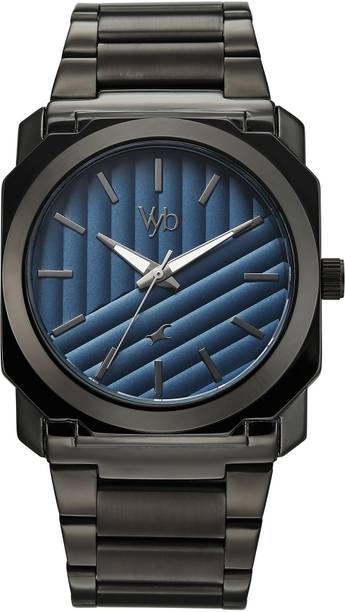 Fastrack Vyb Challenger Quartz Blue Dial Grey Stainless Steel Strap Analog Watch - For Men FV30045QM01W