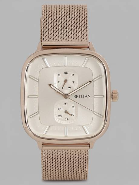 Titan Avant Garde Multifunction Champagne Dial Stainless Steel Strap Analog Watch - For Men NT90178WM01,NETH1791740W,90178WM01,NU90178WM01