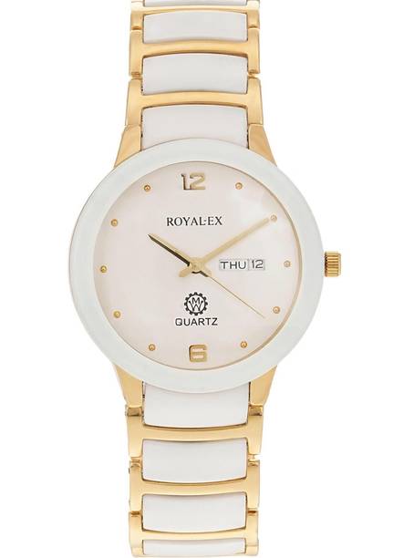 Ceramic Round Watch With White Dial And Day And Date With Premium Chain Analog Watch - For Men Watch20x