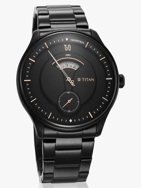 Titan Quartet Black Dial Black Stainless Steel Strap Analog Watch - For Men NT1890NM01,NU1890NM01