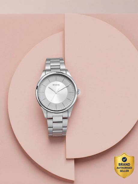 Titan Workwear SIlver & White Dial Silver MetalStrap Analog Watch  - For Men NT1802SM03,NU1802SM03