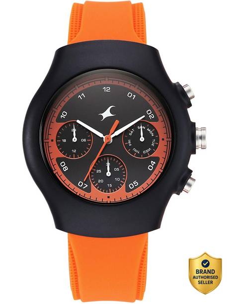 Fastrack Hype Multifunction with Black dial Orange Silicon Strap Analog Watch - For Men 3346PP03