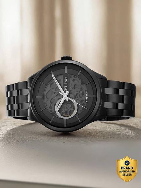 Titan Metal Mechanicals Automatic Anthracite Dial Black SS Strap Analog Watch  - For Men NT90140QM02,9401194211SL01,90140QM02,NU90140QM02