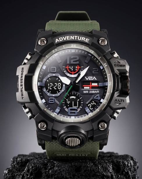 Analog-Digital Watch - For Men Trendy Casual Sports Military Green Shock-Resistant Unique Best Selling Waterproof