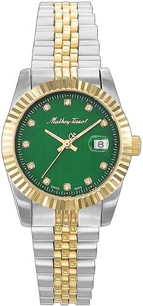 Swiss Made Mathy III Quartz Ronda 585H3 Movement Green Dial Analog Watch - For Women D810BV