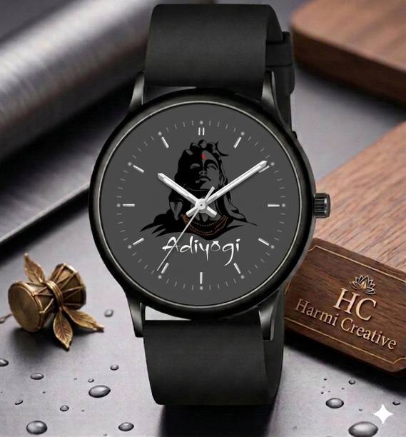 Best Quality Slim Fit Adiyogi Black Dial Black Sliocn Straps Watch For unisex Analog Watch  - For Men Best Quality Slim Fit Adiyogi Black Dial Black Sliocn Straps Watch For unisex