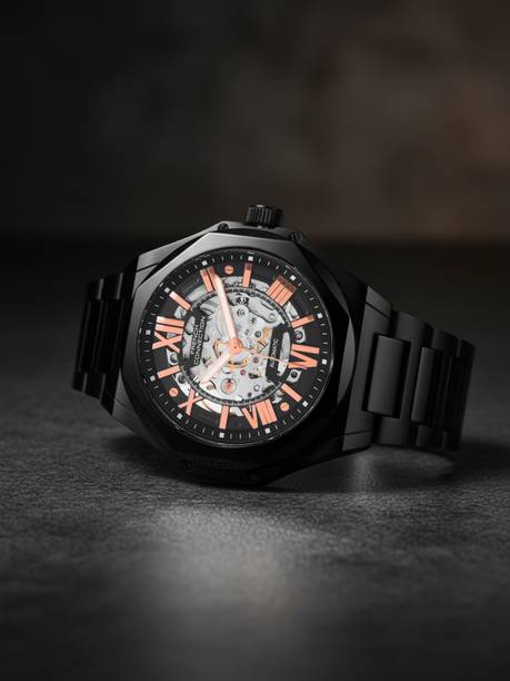 French Connection Autogliss Black See Through Round Dial | Men's Black Automatic Watch Analog Watch  - For Men