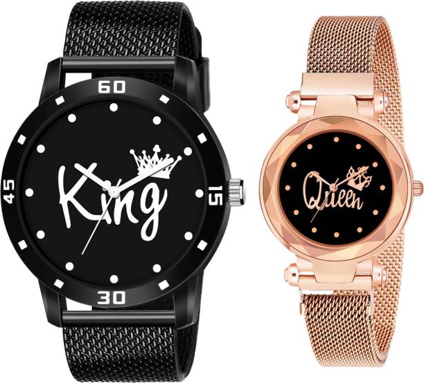 Classic Prime Time Series Analog Watch  - For Couple Shopsy_King (AVO) & Queen Copper Magnet Combo