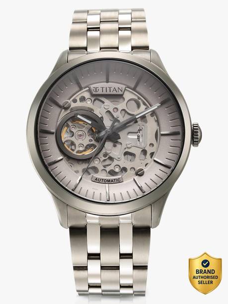Titan Metal Mechanicals Automatic Grey Dial Silver SS Strap Analog Watch - For Men 77105SM18W,NT90140TM01,NU90140TM01
