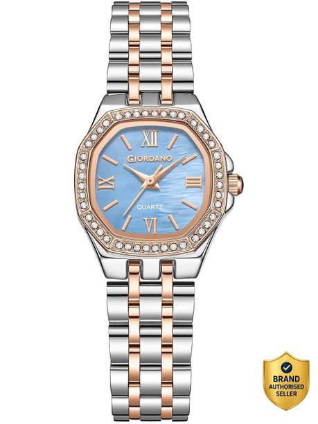 Analog Watch - For Women Octagonal Dial Roman Numerals, Crystal Studded Stainless Steel Srap GZ-60162-66