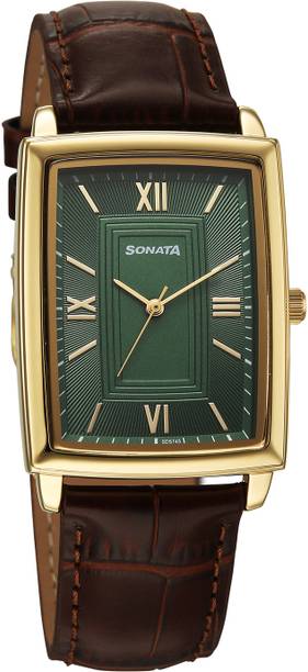 Sonata Festive 2.0 Quartz Green Round Dial Men's Watch / Analog Watch - For Men 77199YL01