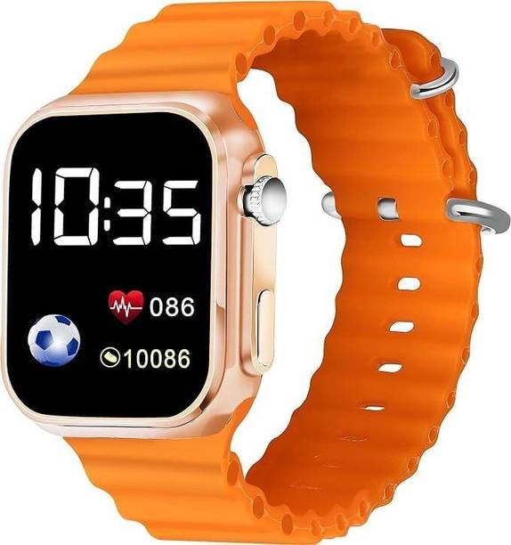 Trending Lifestyle Black Dial White Strap Square LED Digital Watch  - For Boys & Girls Stylish LED Waterproof Wrist Watch PONI @490