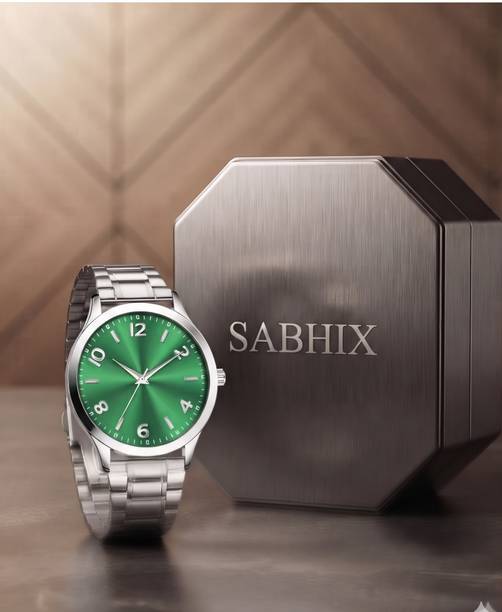 SABHIX Classic Numeric Stainless Steel Edition Premium Analog Watch for Men | Black Dial & Silver Stainless Analog Watch  - For Men
