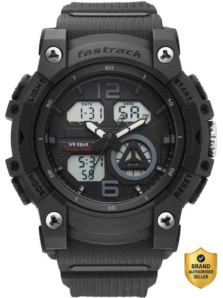 Fastrack StreetStyle 6.0 AnaDigi Black Dial Black Polyether Strap Analog-Digital Watch - For Men 38133PP01W