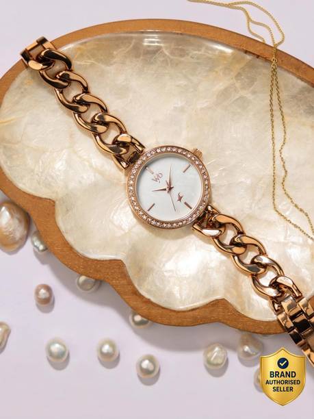 Fastrack Vyb Showstopper White MOP Dial RoseGold SS Strap Analog Watch - For Women FV60026WM01W