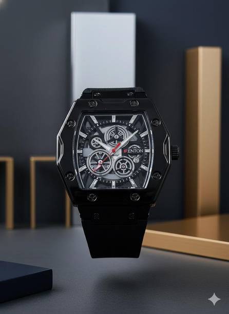 Trendy Chronograph Watch with , Black Dial Analog Watch  - For Men Classic Black Analog Watch for Men