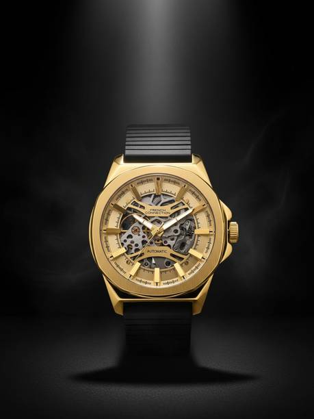 MECHALUME See Through Champagne Round Dial | Men's Black Automatic Watch Analog Watch - For Men FCA23SBL