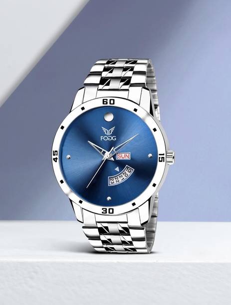 FOGG Blue Day and Date Analog Watch  - For Men