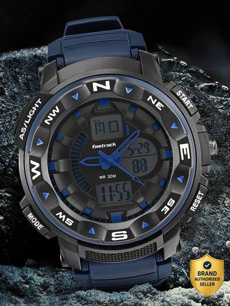 Fastrack Digital Black Dial Blue Plastic Strap Unisex Analog Watch  - For Men & Women NT38076PP05W,NU38076PP05W
