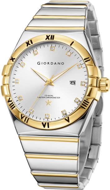 Analog Watch - For Men Round Silver Dial, Crystal Hour Markers, Date Display GZ-50220-44