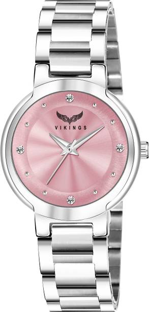VIKINGS VK-LR-079-BLU-CHN 4 DIAMOND 8 NAILS Analog Watch  - For Girls