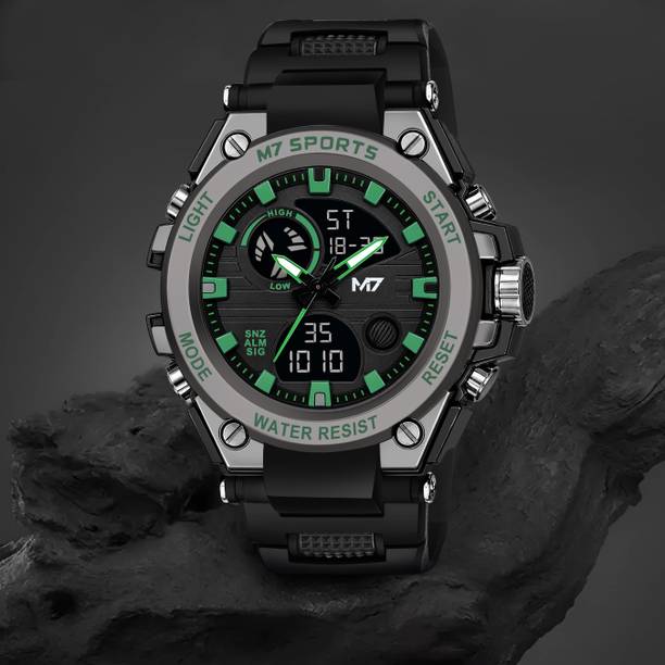 Metal Body Shock & Water Resistant Analog Digital Watch Series for Men Analog-Digital Watch - For Men 1808-D-Green-Black Chronograph