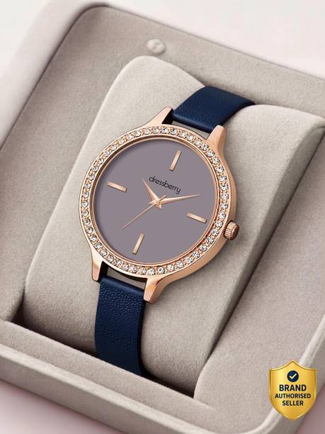 Elegant Brown Dial Rose Gold Crystal Women's Watch Analog Watch - For Women DB-LR030-PRP-BLU