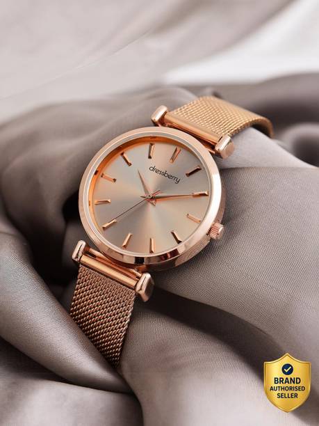 Chic Rose Gold Dial Case with Mesh Strap Analog Watch - For Women DB-LR0003-ROSE GOLD