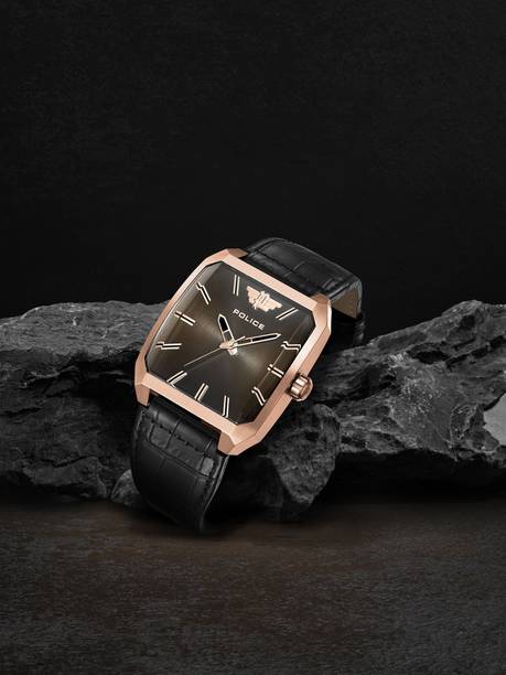 Police Gradiant Brown Dial Black Leather Strap Analog Watch - For Men PLPEWJA0006002,NK77063SM03,NTPLPEWJA0006002