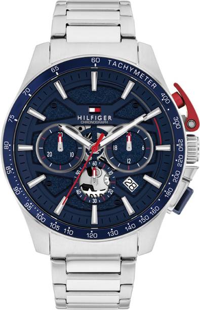 Tommy Hilfiger Bank Quartz Blue Dial Silver Stainless Steel Strap Analog Watch  - For Men TH1792261,TH1792261W