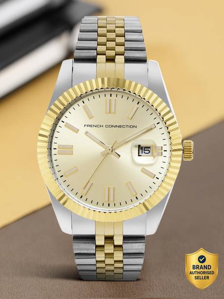 Men's Analog Gold Watch | Beige Sunray Round Dial Analog Watch - For Men FCP41TM
