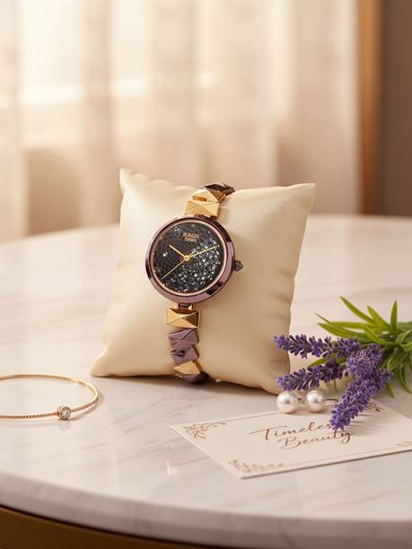 Titan Raga Facets Brown Dial Gold & Brown Stainless Steel Strap Analog Watch - For Women NT95058WM01,TH1710589,95058WM01F,NU95058WM01,NU95121KM01
