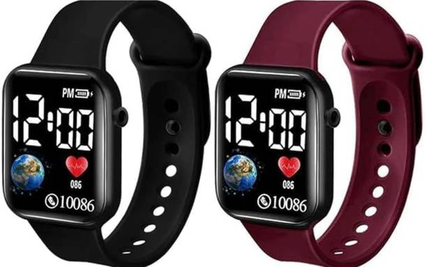 SmartWatch Hybrid Smartwatch Watch  - For Men & Women PRO-blk+maroon watch